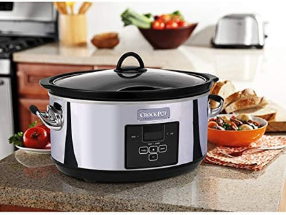 Crock-Pot 7 Quart Programmable Slow Cooker – Polished Platinum XOF6